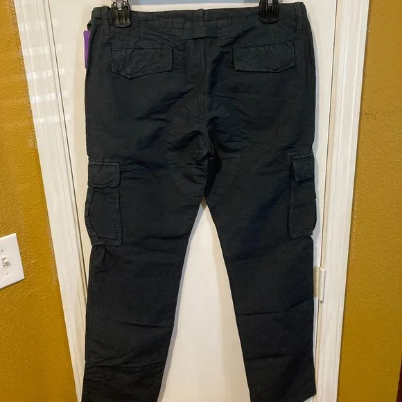 40weft women's size 48 IT dark navy linen blend adjustable cargo pants 34x33 - Picture 5 of 10